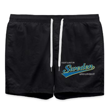 Je me suis perdu en Suède et j’ai adoré - Nordic Travel - Short de bain - noir - Devant - AI Model Male 185 light (185cm)
