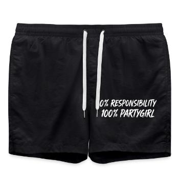 0% Verantwortung 100% Partygirl - Badeshorts - Schwarz - Vorne - AI Model Male 185 light (185cm)