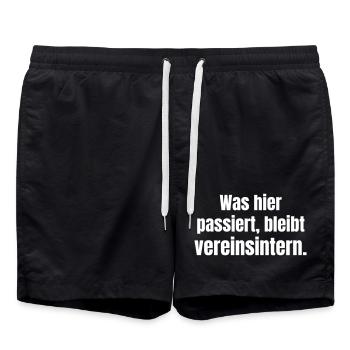 Was hier passiert bleibt Vereinsintern - Badeshorts - Schwarz - Vorne - AI Model Male 185 light (185cm)
