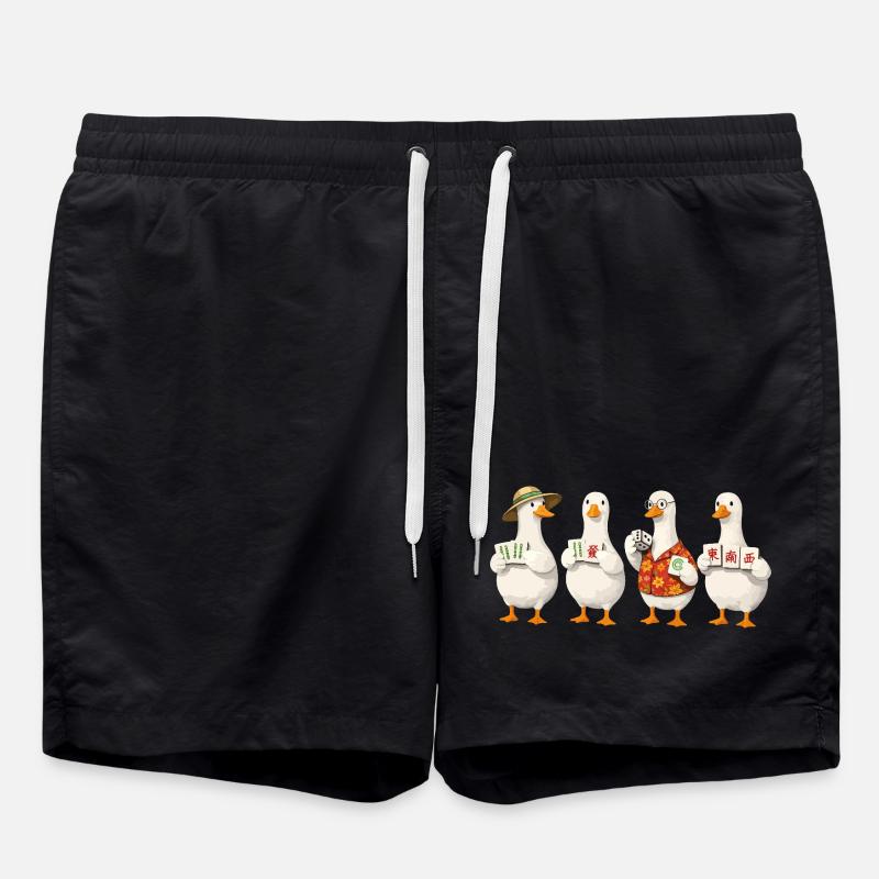 Mahjong goose - Badeshorts - Schwarz
