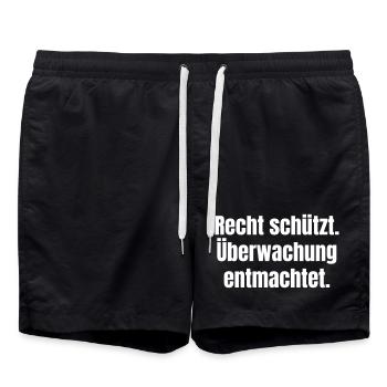 Protecting rights, disempowering surveillance - Swim Trunks - black - Front - AI Model Male 185 light (185cm)