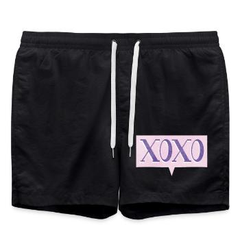 XoXo – Culture populaire Amour, câlin, Langage jeunesse - Short de bain - noir - Devant - AI Model Male 185 light (185cm)