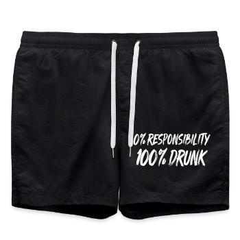 0% Responsibility 100% Drunk - Swim Trunks - black - Front - AI Model Male 185 light (185cm)