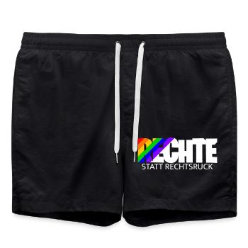 Human rights instead of a shift to the right - rainbow - Swim Trunks - black - Front - AI Model Male 185 light (185cm)