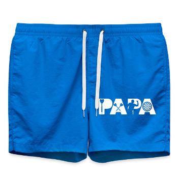 Papa Dart Master lustiger Silhouetten-Dartspieler - Badeshorts - Cobalt blue - Vorne