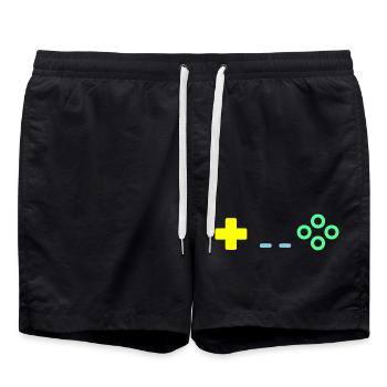 Boutons de manette de jeu Rétro Vector - Short de bain - noir - Devant - AI Model Male 185 light (185cm)