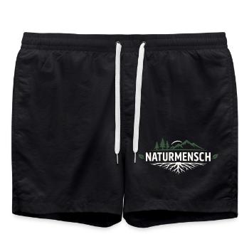 Nature Man – Design d’Expression Amoureux de la Nature - Short de bain - noir - Devant - AI Model Male 185 light (185cm)
