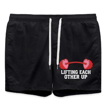 Lifting Each Other Up Funny Gym Workout Valentine - Swim Trunks - black - Front - AI Model Male 185 light (185cm)