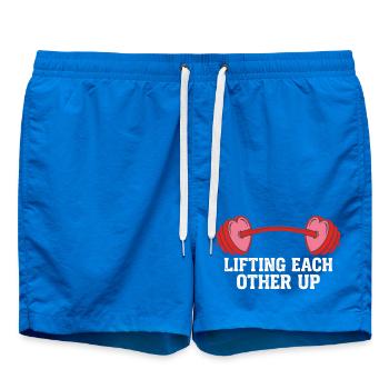 Sich gegenseitig hochheben lustiges Fitnessstudio-Workout Valentine - Badeshorts - Cobalt blue - Vorne