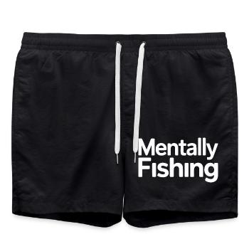 Mentally Fishing Humor Design - Swim Trunks - black - Front - AI Model Male 185 light (185cm)