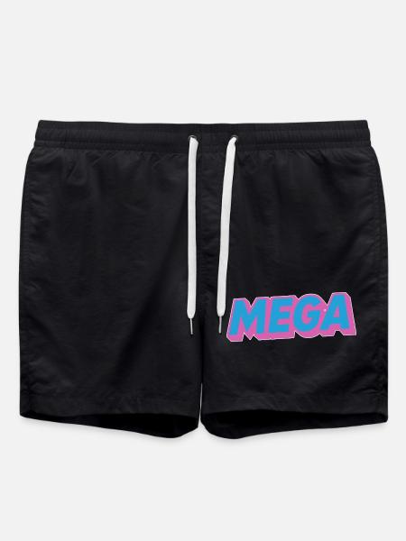 Mega lettering oldschoo retro 90s 80s - Swim Trunks - black
