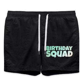 Birthday Squad – Coole Gruppe Geburtstag Design - Badeshorts - Schwarz - Vorne - AI Model Male 185 light (185cm)