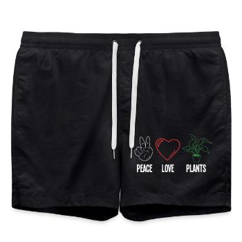 Amateur des plantes Paix Amour Plantes Fleurs succulentes - Short de bain - noir - Devant - AI Model Male 185 light (185cm)