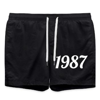 1987 Vintage 1987 Anniversaire Rétro 1987 Cadeau - Short de bain - noir - Devant - AI Model Male 185 light (185cm)