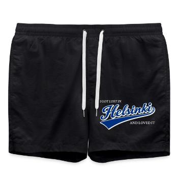 Ich habe mich in Helsinki verlaufen und es geliebt - Badeshorts - Schwarz - Vorne - AI Model Male 185 light (185cm)