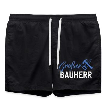 GrafBen Bauherr Bauwerk Grafik - Badeshorts - Schwarz - Vorne - AI Model Male 185 light (185cm)