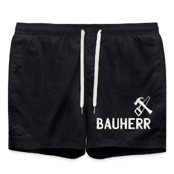 Bauherr DIY Werkzeug Emblem - Badeshorts - Schwarz - Vorne - AI Model Male 185 light (185cm)