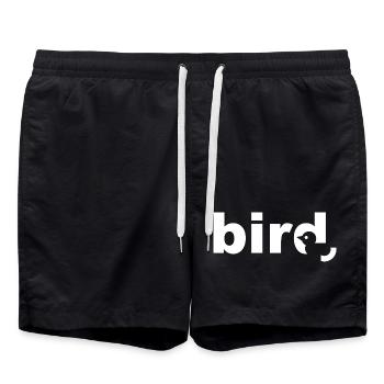 Bird White Text - Swim Trunks - black - Front - AI Model Male 185 light (185cm)