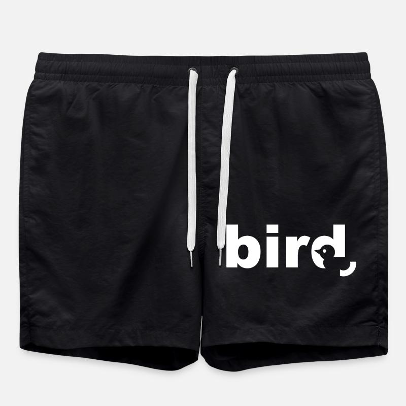 Bird Texte Blanc - Short de bain - noir