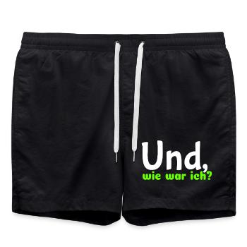 Saying "And, how was I?" - wob - Swim Trunks - black - Front - AI Model Male 185 light (185cm)
