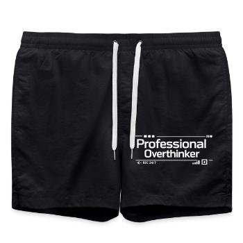 PROFESSIONAL OVERTHINKER Nerd - Badeshorts - Schwarz - Vorne - AI Model Male 185 light (185cm)