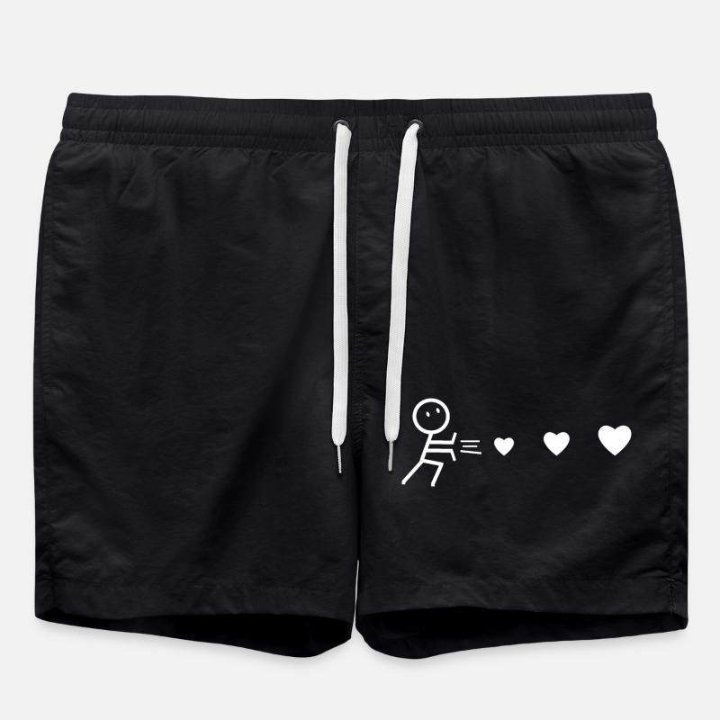 Homme Lanceur de Coeurs Blanc - Short de bain - noir