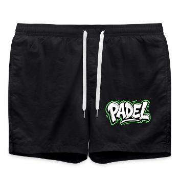 Padel Graffiti Style Sport Urban Look - Badeshorts - Schwarz - Vorne - AI Model Male 185 light (185cm)