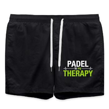 Padel is my therapy Herzschlag Sport Statement - Badeshorts - Schwarz - Vorne - AI Model Male 185 light (185cm)