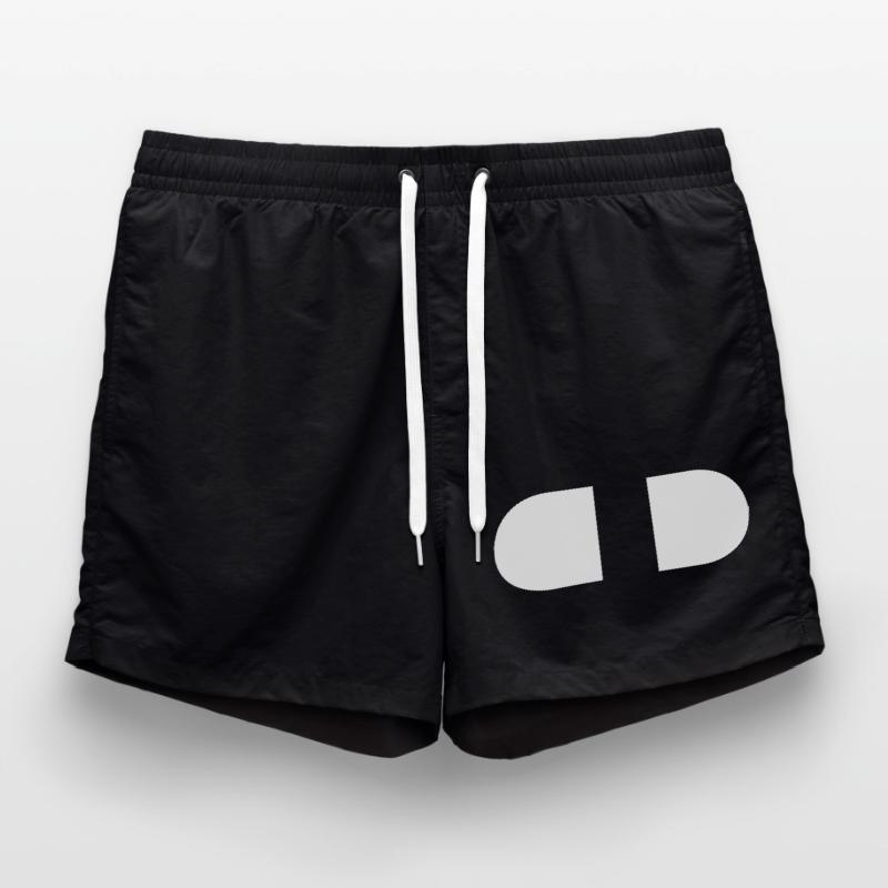 Controller-Split-White Swim Trunks