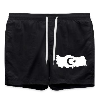 Contour of Turkey with Crescent Moon Star - Swim Trunks - black - Front - AI Model Male 185 light (185cm)