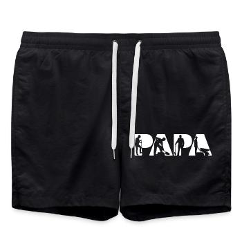 Papa Agricultural Worker Farm Gardener Silhouette - Swim Trunks - black - Front - AI Model Male 185 light (185cm)