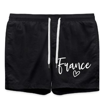 France Cœur Femmes Amour France - Short de bain - noir - Devant - AI Model Male 185 light (185cm)