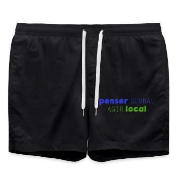Denken Sie GLOBAL, handeln Sie LOKAL - Badeshorts - Schwarz - Vorne - AI Model Male 185 light (185cm)