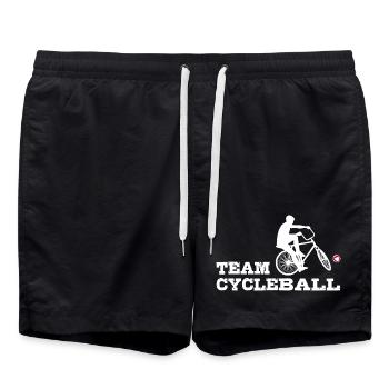 Team Cycleball, Cycling Ball, Cycling Ballers, Indoor Cycling - Swim Trunks - black - Front - AI Model Male 185 light (185cm)