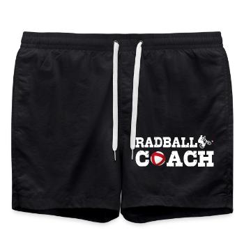Radball Coach, Radball, Radballer, Hallenradsport - Swim Trunks - black - Front - AI Model Male 185 light (185cm)