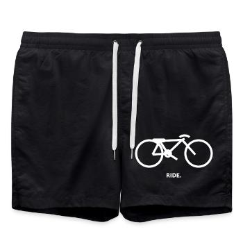 RIDE. – Minimal Fahrrad Bike Design - Badeshorts - Schwarz - Vorne - AI Model Male 185 light (185cm)