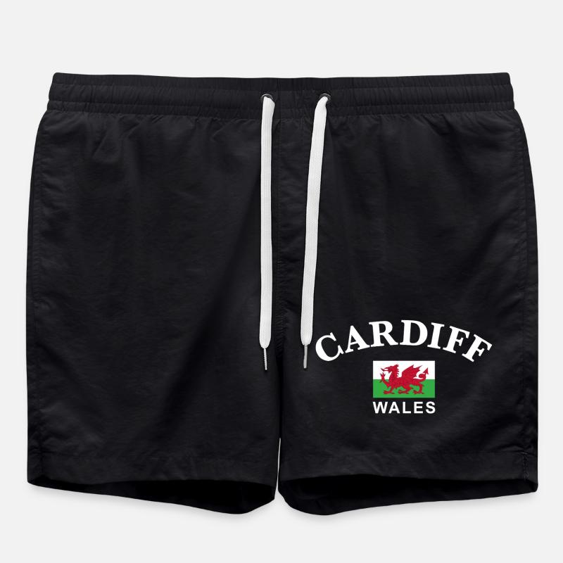 Cardiff, Wales - Badeshorts - Schwarz