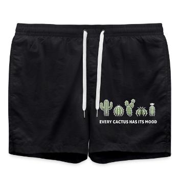 Every Cactus Has Its Mood – Cactus Motif - Swim Trunks - black - Front - AI Model Male 185 light (185cm)