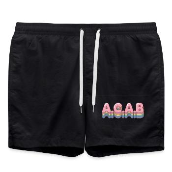 A.C.A.B - Antifa Tee - Short de bain - noir - Devant - AI Model Male 185 light (185cm)