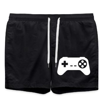 Retro Gamepad Silhouette - Swim Trunks - black - Front - AI Model Male 185 light (185cm)