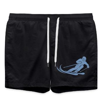 Minimalist Skier Silhouette Skiing - Swim Trunks - black - Front - AI Model Male 185 light (185cm)