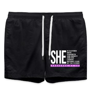 Chapter 31 Bible Proverb Jesus Christ Bible Verse - Swim Trunks - black - Front - AI Model Male 185 light (185cm)
