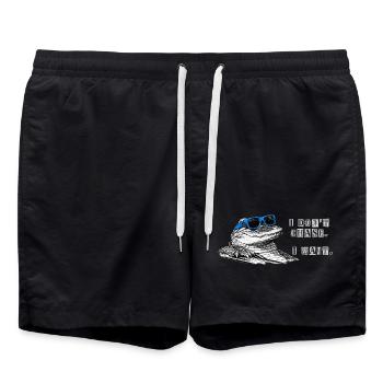 Don’t Chase. Wait. – Cooles Alligator Meme - Badeshorts - Schwarz - Vorne - AI Model Male 185 light (185cm)