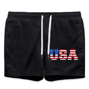 USA Lettreries America Fan Drapeau américain - Short de bain - noir - Devant - AI Model Male 185 light (185cm)