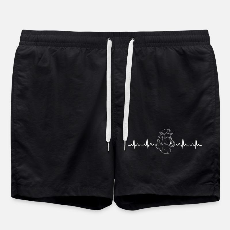 Rebellisches Einhorn mit Herzschlag - Badeshorts - Schwarz