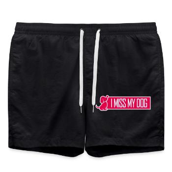 I Miss My Dog Hundeliebhaber Hunde Liebe Witz Logo - Badeshorts - Schwarz - Vorne - AI Model Male 185 light (185cm)