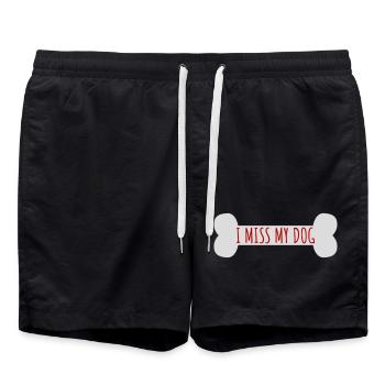 I Miss My Dog Hundeliebhaber Hunde Liebe Witz Logo - Badeshorts - Schwarz - Vorne - AI Model Male 185 light (185cm)
