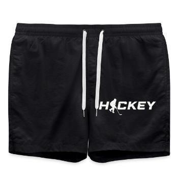 Hockey Silhouette Schriftzug Eishockey - Swim Trunks - black - Front - AI Model Male 185 light (185cm)