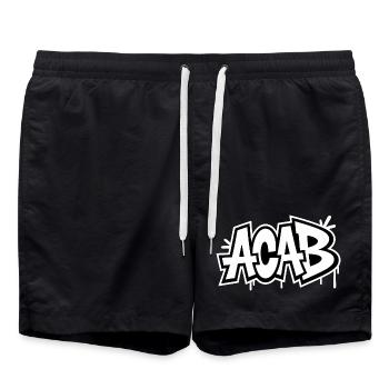 ACAB - T-shirt Anti-Cops - Short de bain - noir - Devant - AI Model Male 185 light (185cm)