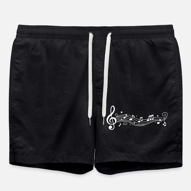 Musical Notes Melody Clefs - Swim Trunks - black